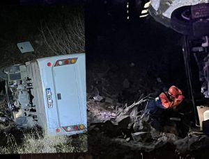 İşçileri taşıyan midibüs uçuruma yuvarlandı: 15 yaralı!