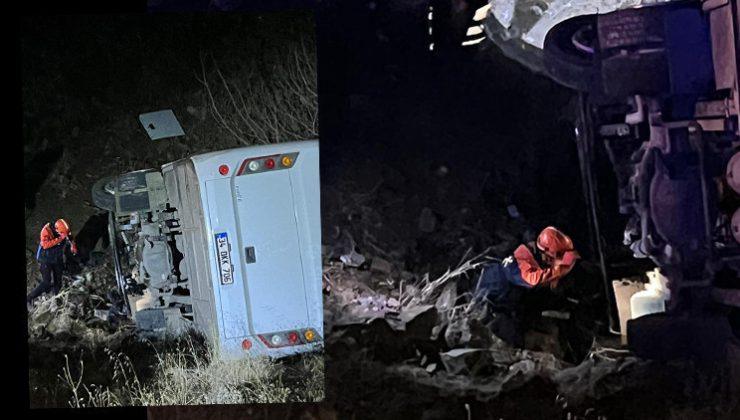 İşçileri taşıyan midibüs uçuruma yuvarlandı: 15 yaralı!