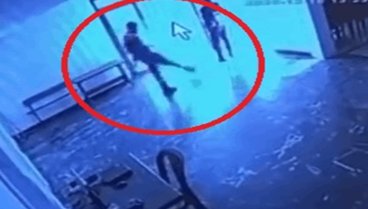 Belediye tesisinde kediye eziyet kamerada